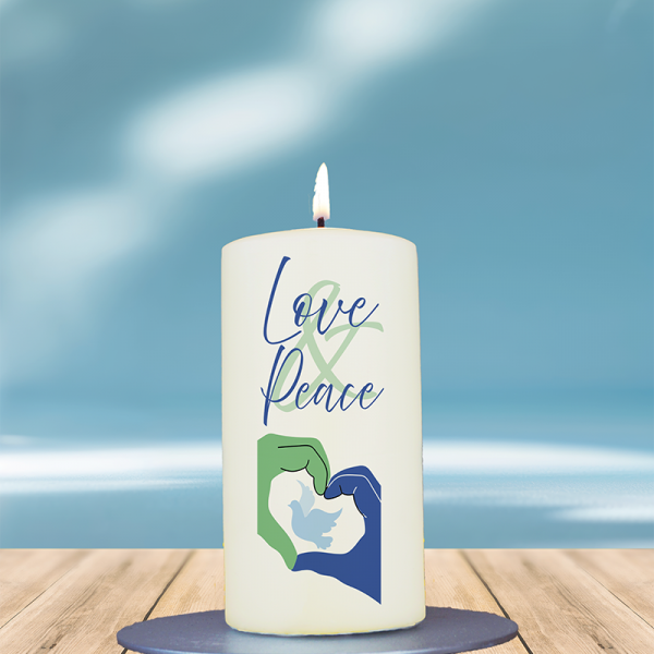 Friedenskerze 12x6cm Love&Peace