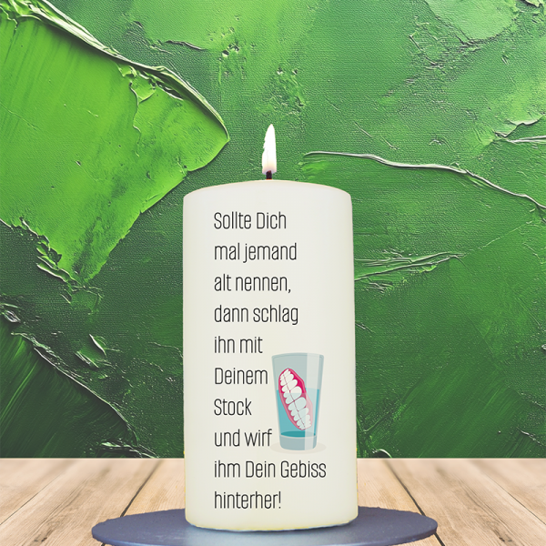 Geschenkkerze 12x6cm  Stock u. Gebiss