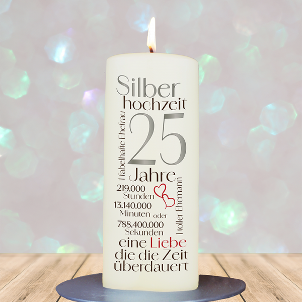 Jubiläumskerze 15x6cm 25 Jahre Worte