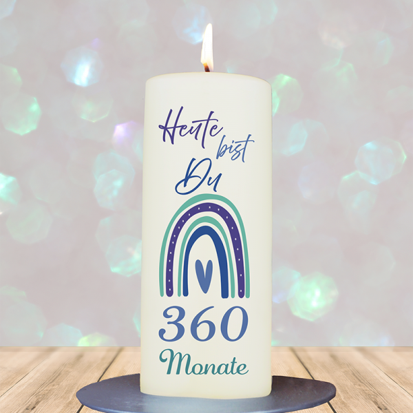 Geburtstagskerze 15x6cm 360 Monate blau