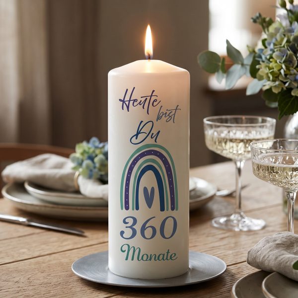 Geburtstagskerze 15x6cm 360 Monate blau