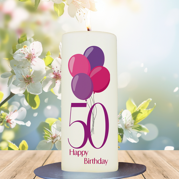 Geburtstagskerze 15x6cm 50 Ballons lila