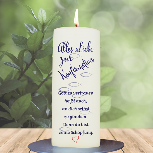 Firmung-/ Konfirmationskerze 15x6cm Alles Liebe zur Konfirmation