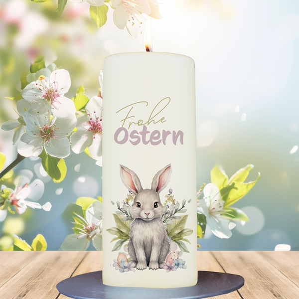 Osterkerze 15x6cm Frohe Ostern Hase