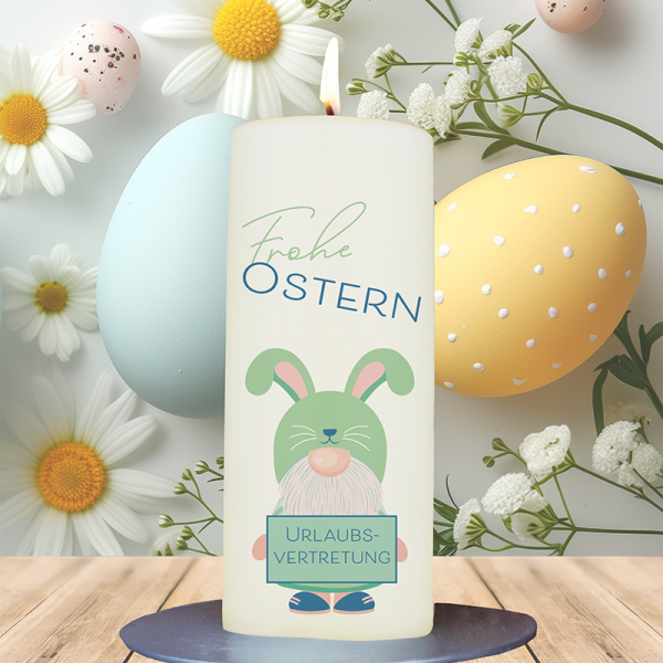 Osterkerze 15x6cm Gnom Ostern grün
