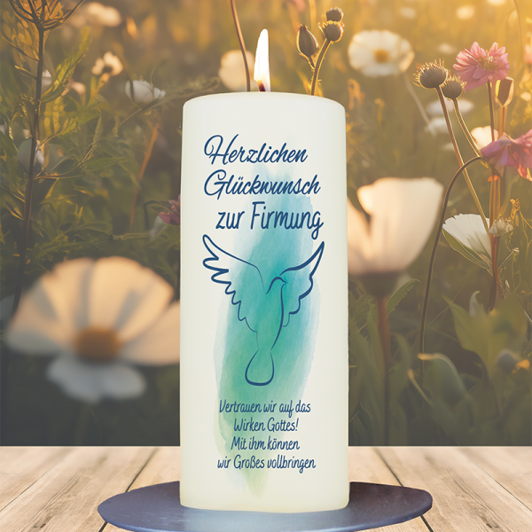 Firmung-/ Konfirmationskerze 15x6cm Herzlichen Glückwunsch zur Firmung