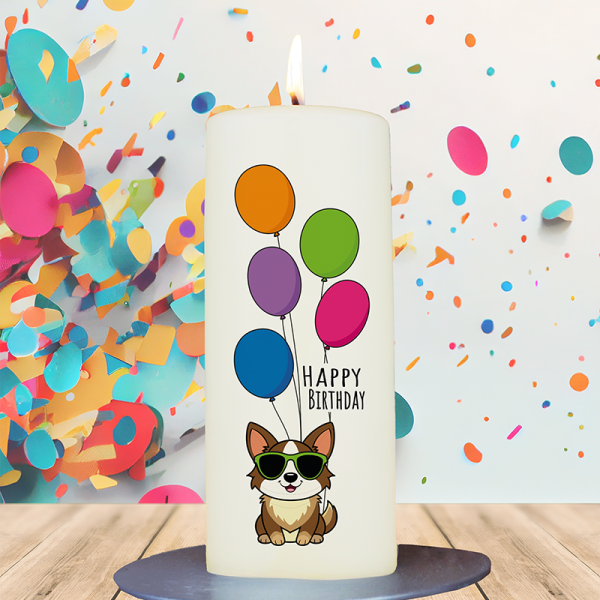 Kinder Geburtstagskerze 15x6cm Hund Ballons