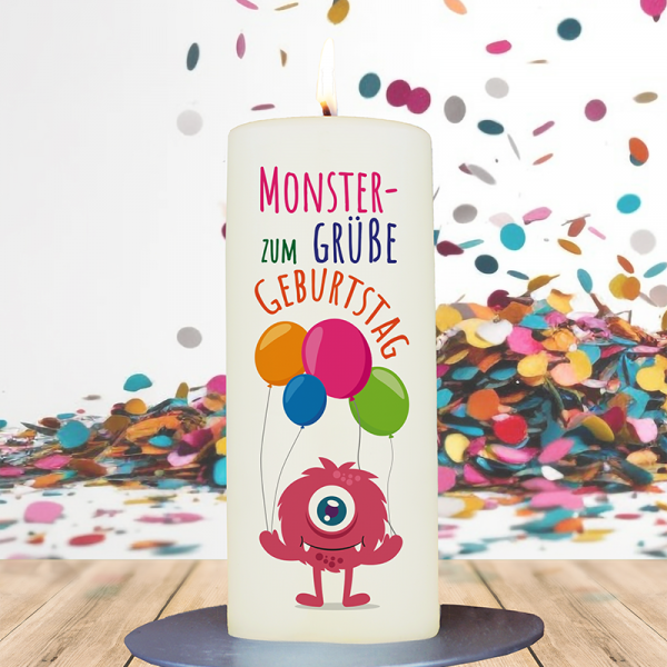 Kinder Geburtstagskerze 15x6cm Monstergrüße