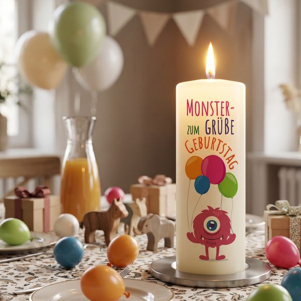 Kinder Geburtstagskerze 15x6cm Monstergrüße