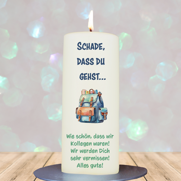 Abschiedskerze 15x6cm  Schade, dass du gehst