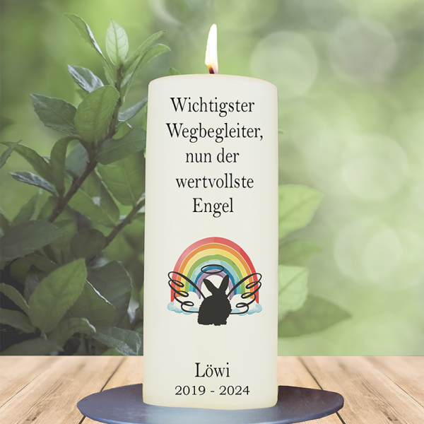 Trauer Tierkerze 15x6cm  Kaninchen 3