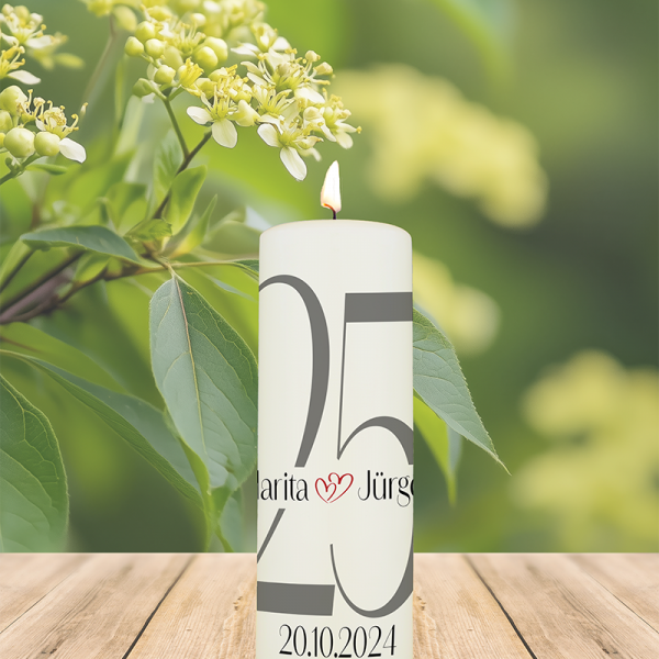 Jubiläumskerze 20x7cm 25 Marita u. Jürgen