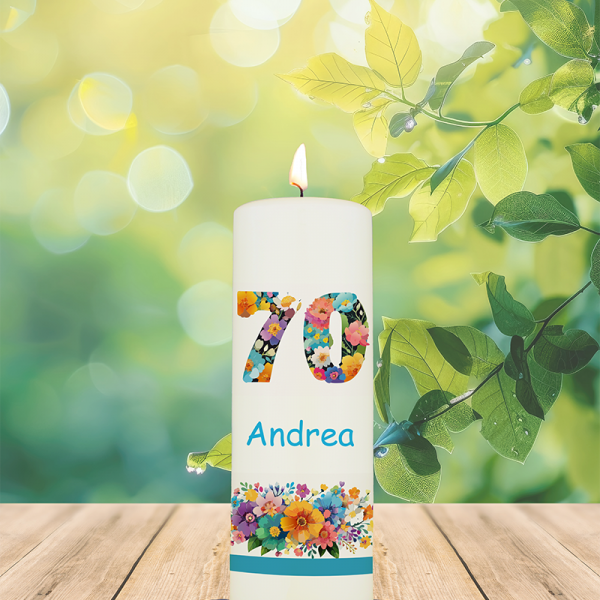 Geburtstagskerze 20x7cm 70 Blumen