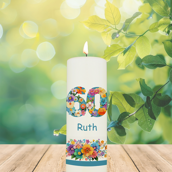 Geburtstagskerze 20x7cm 60 Blumen