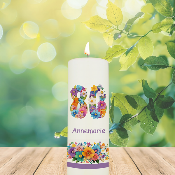 Geburtstagskerze 20x7cm 80 Blumen