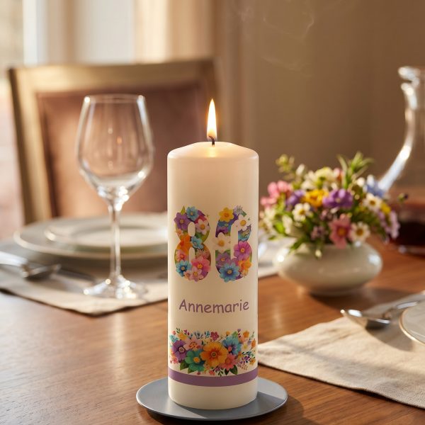 Geburtstagskerze 20x7cm 80 Blumen