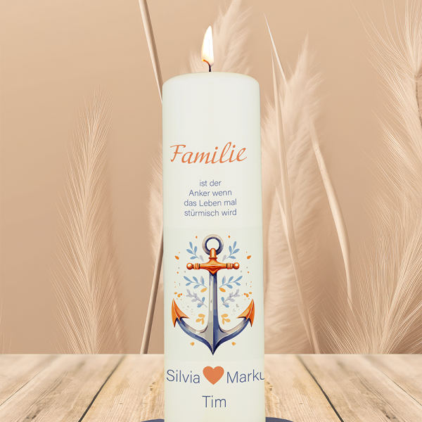 Familienkerze 25x7cm Familie Anker