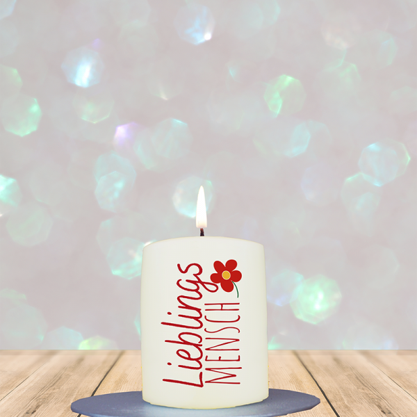 Geschenkkerze 8x6cm  Lieblingsmensch Blume