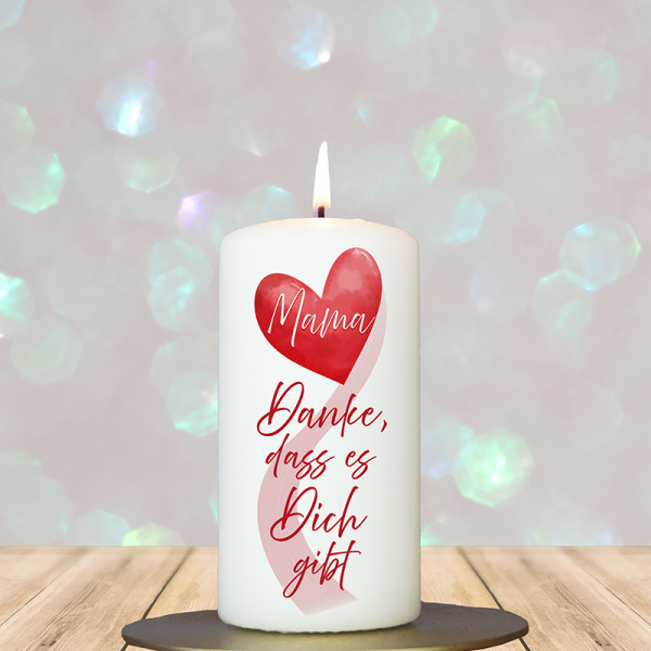 Muttertagskerze 12x6cm Danke, dass es Dich gibt