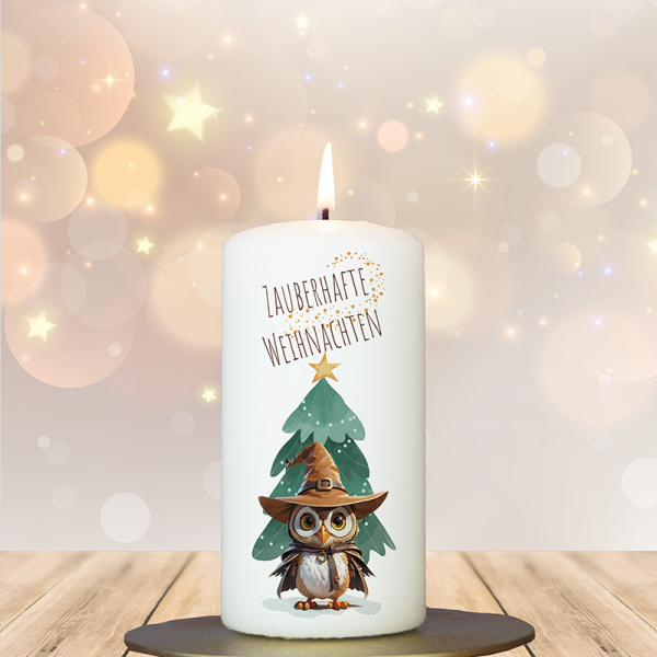 Weihnachtskerze 12x6cm Eule Zauberhafte Weihnachten