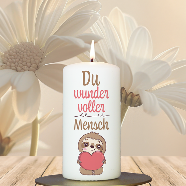 Valentinstagskerze 12x6cm Du wundervoller Mensch