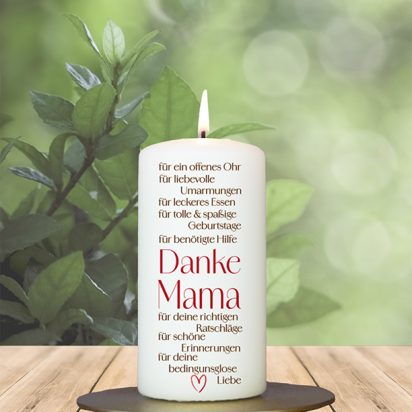 Muttertagskerze 12x6cm Danke Mama