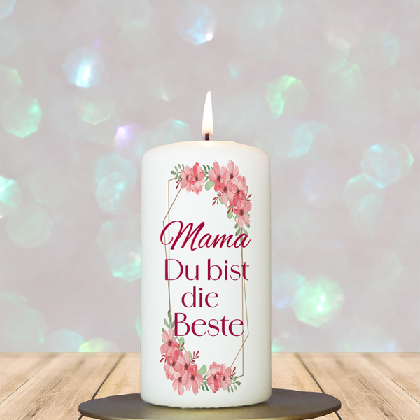 Muttertagskerze 12x6cm Mama du bist die Beste