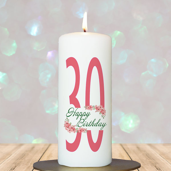 Geburtstagskerze 15x6cm 30 Blumen