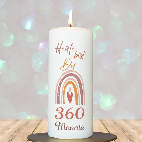 Geburtstagskerze 15x6cm 360 Monate pastell
