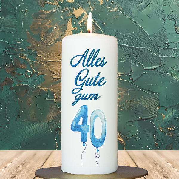 Geburtstagskerze 15x6cm 40 Luftballonzahlen blau