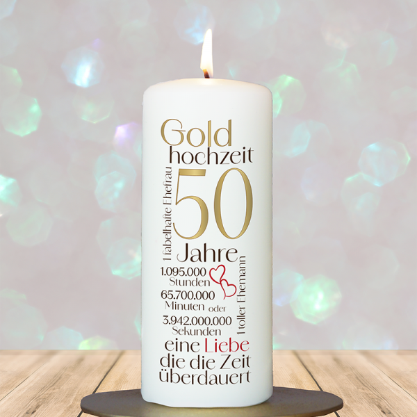 Jubiläumskerze 15x6cm 50 Jahre Worte