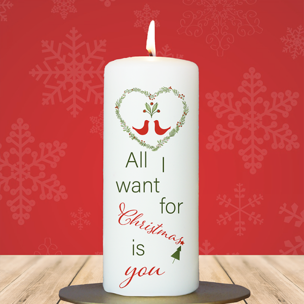 Weihnachtskerze 15x6cm All I Want