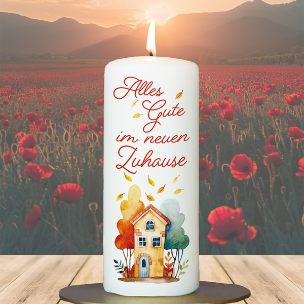 Einweihung Kerze 15x6cm  Alles Gute im neuen Zuhause