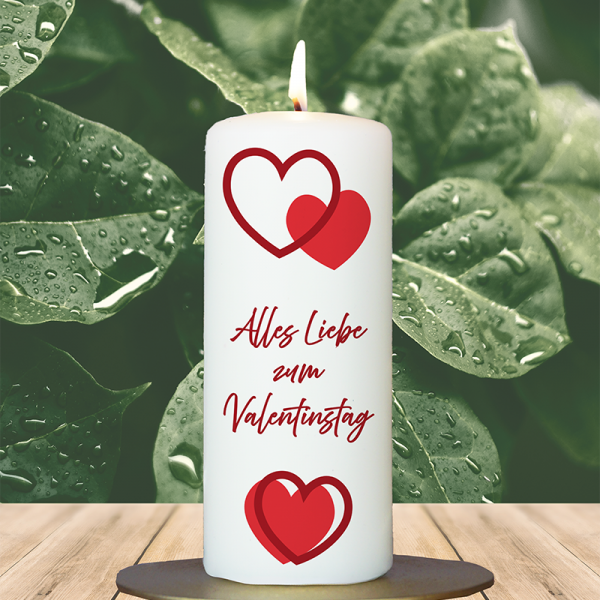 Valentinstagskerze 15x6cm Alles Liebe zum Valentinstag