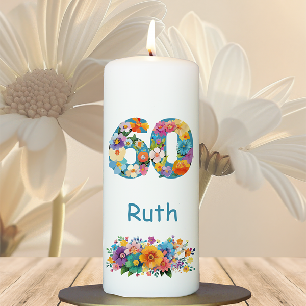 Geburtstagskerze 15x6cm 60 Blumen