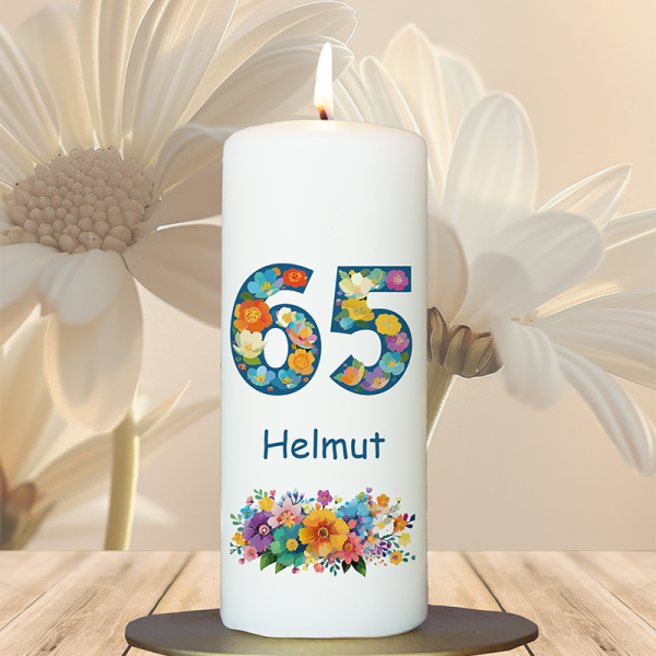 Geburtstagskerze 15x6cm 65 Blumen