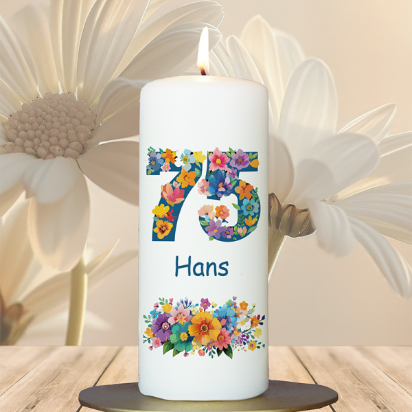 Geburtstagskerze 15x6cm 75 Blumen