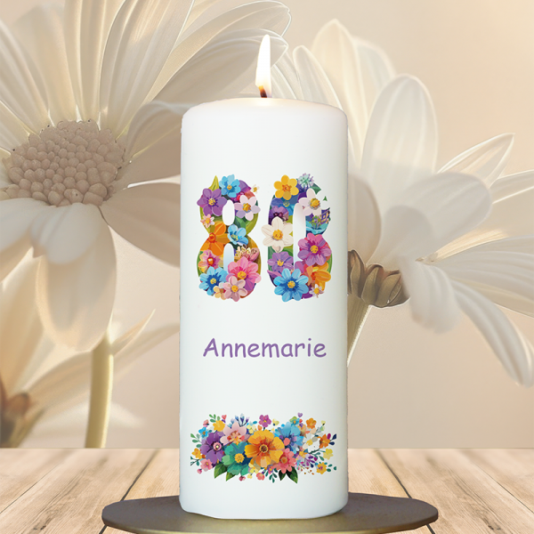 Geburtstagskerze 15x6cm 80 Blumen