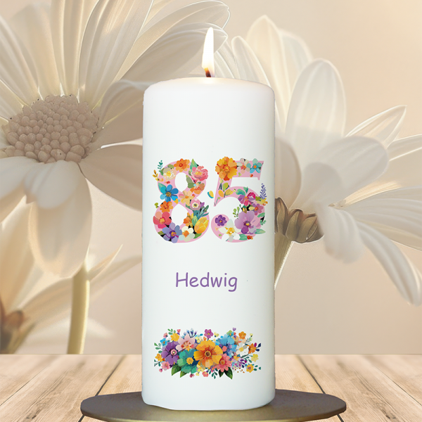 Geburtstagskerze 15x6cm 85 Blumen