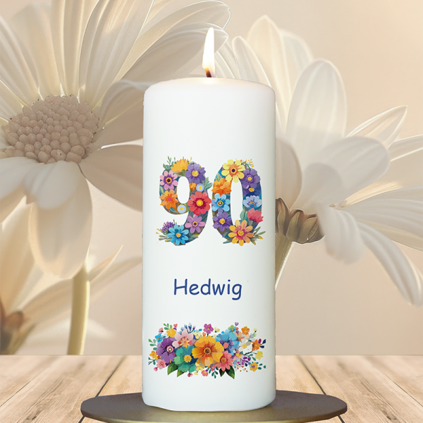 Geburtstagskerze 15x6cm 90 Blumen