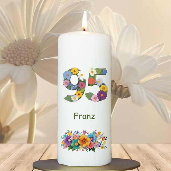 Geburtstagskerze 15x6cm 95 Blumen