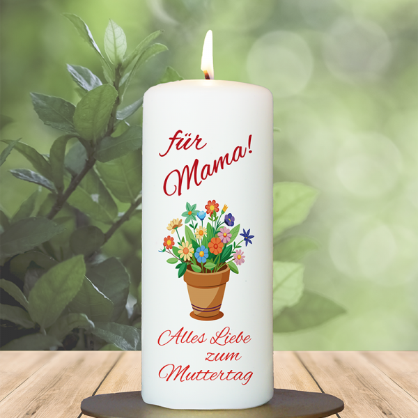 Muttertagskerze 15x6cm Blumentopf Alles Liebe