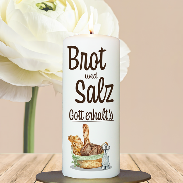 Einweihung Kerze 15x6cm  Brot und Salz