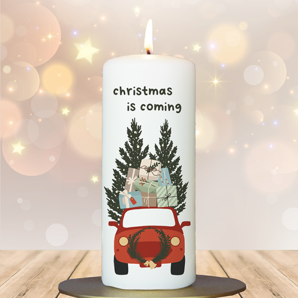 Weihnachtskerze 15x6cm Christmas is coming