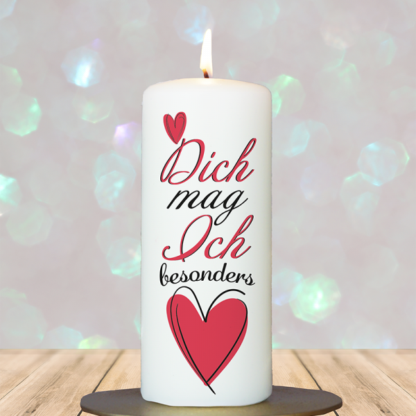 Valentinstagskerze 15x6cm Dich mag ich besonders