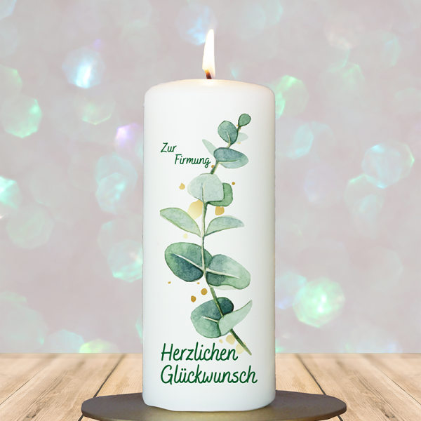 Firmung-/ Konfirmationskerze 15x6cm Eucalypthus Firmung