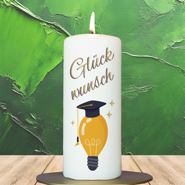 Abschluss Kerze 15x6cm Glückwunsch Glühbirne
