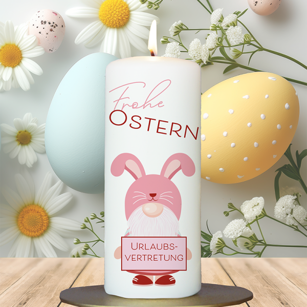 Osterkerze 15x6cm Gnom Ostern rosa