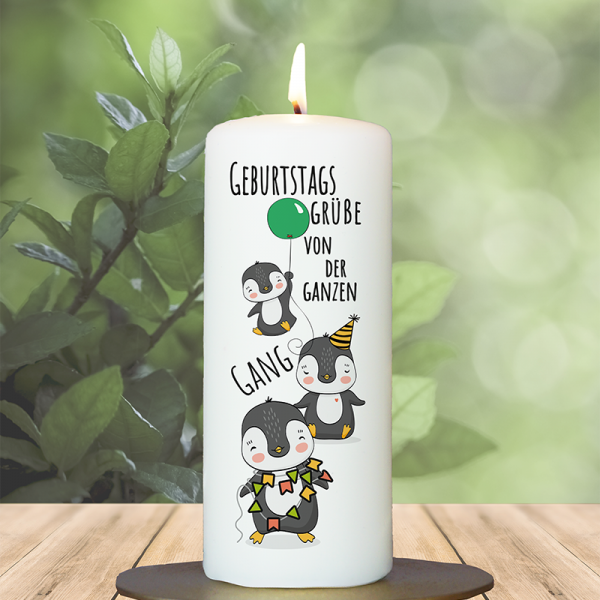 Kinder Geburtstagskerze 15x6cm Pinguingrüße