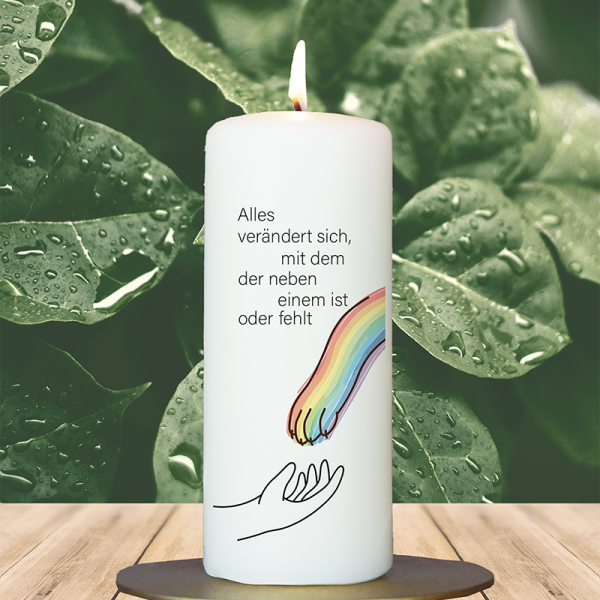 Trauer Tierkerze 15x6cm Pfote 2 Regenbogen